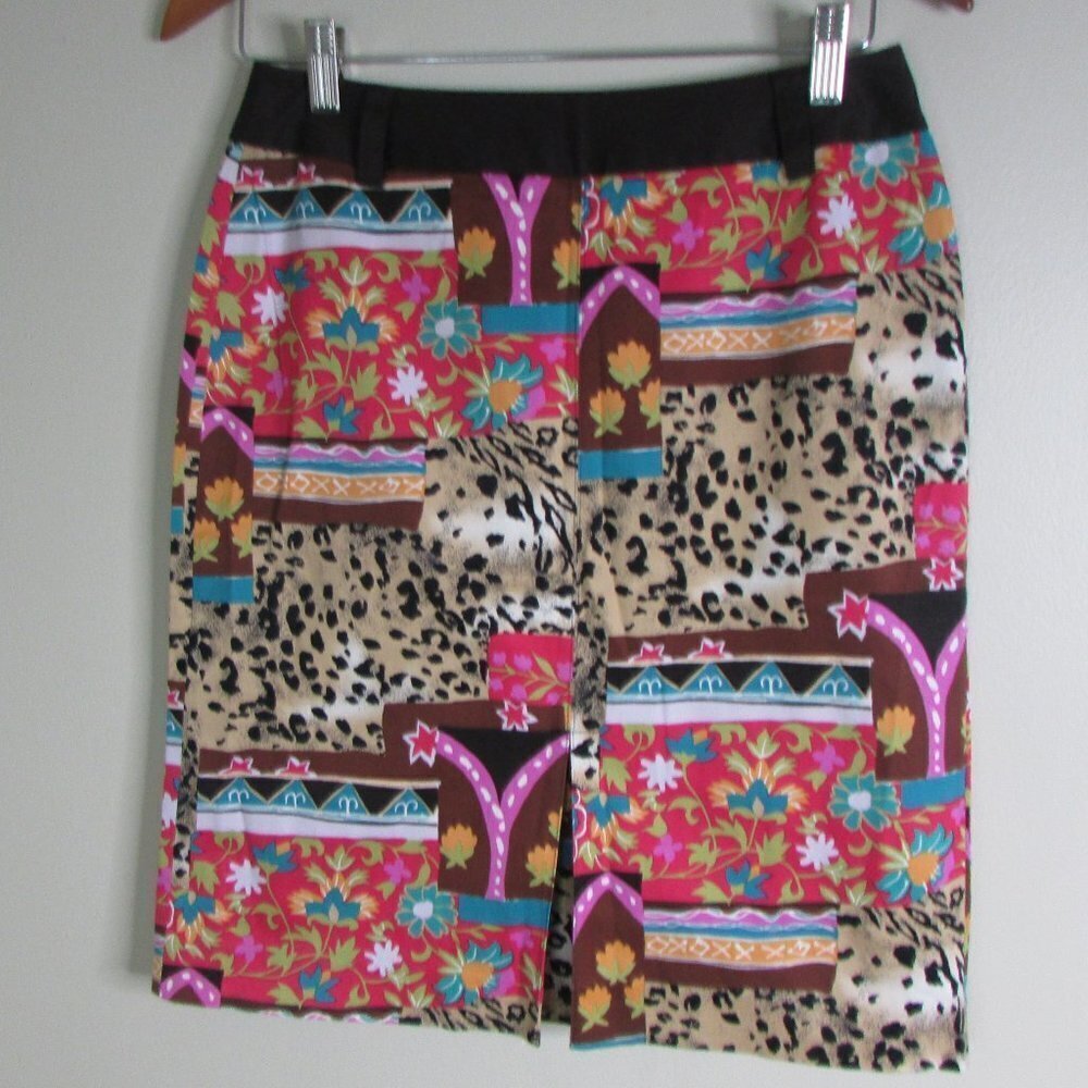 Peck & Peck Skirt 6P 6 Petite Patchwork Animal